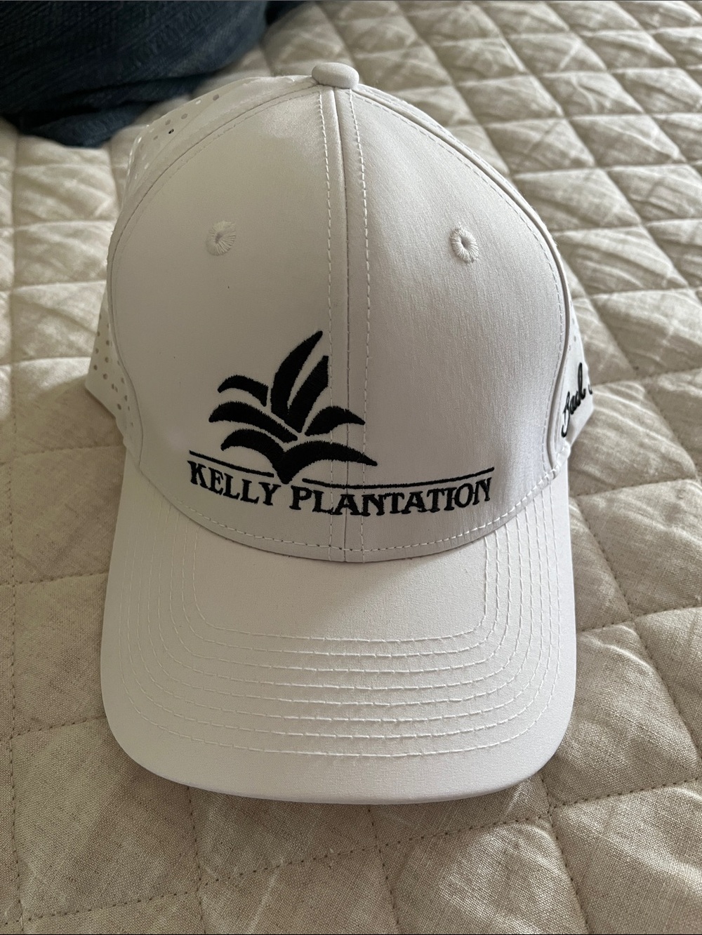 Kelly Plantation White Embroidered Golf Cap